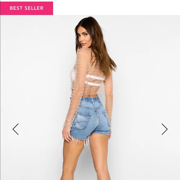 Beach Bunny “look and glisten” beaded mesh crop top - Picture 4 of 4